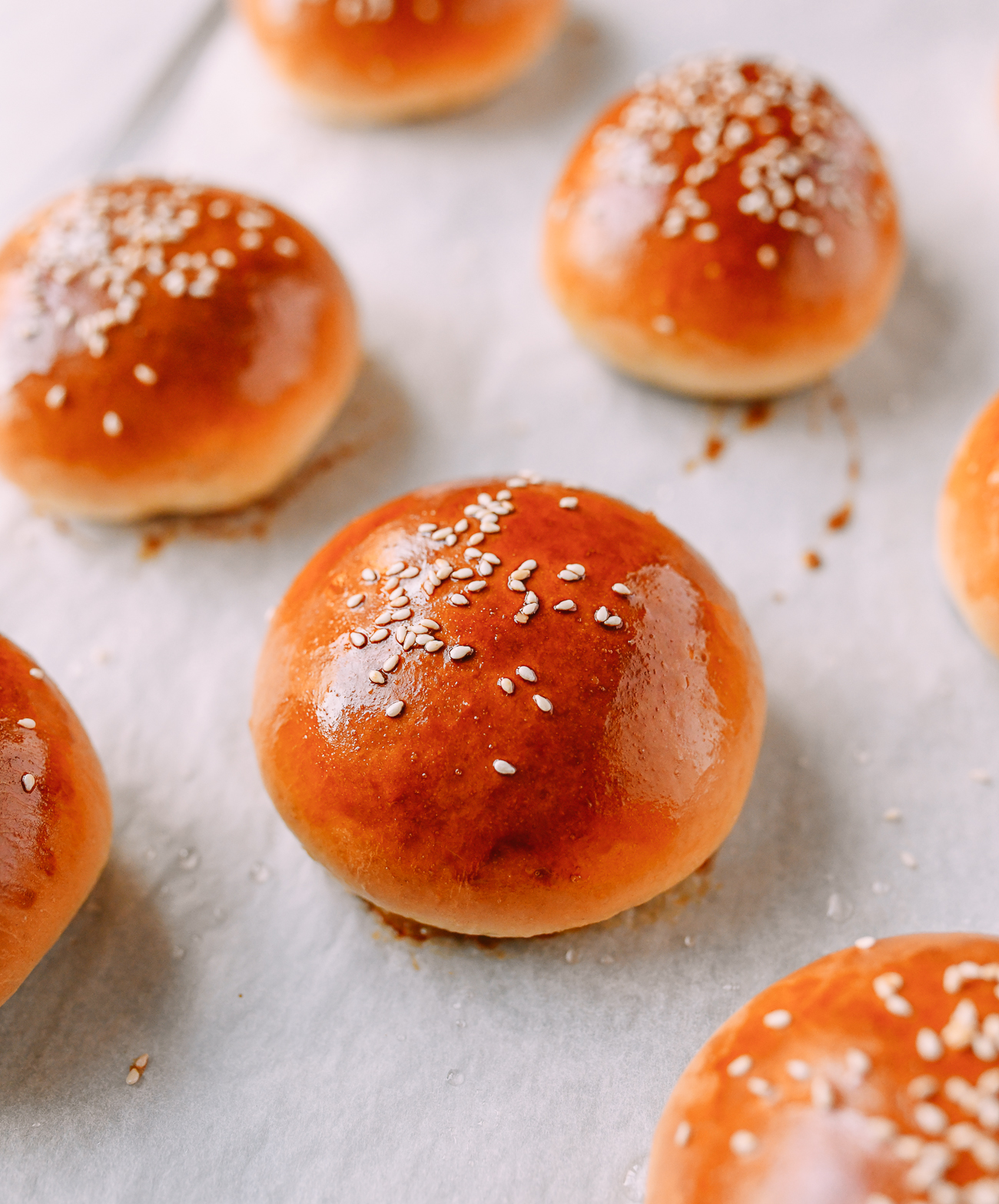 Baked Cha Siu Bao on baking sheet