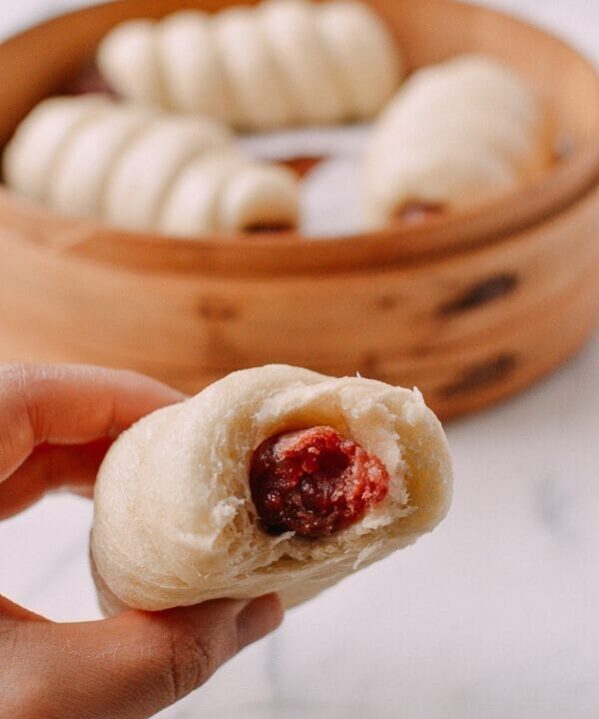 Chinese Sausage Buns (Lop Cheung Bao), by thewoksoflife.com