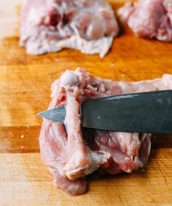 Deboning a chicken thigh