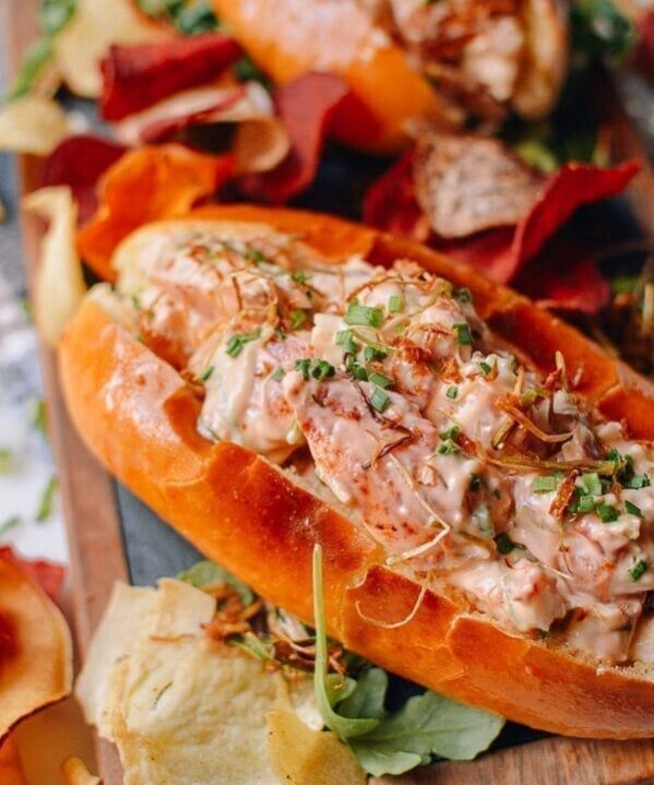 Lobster Rolls with Crispy Ginger & Scallions, by thewoksoflife.com