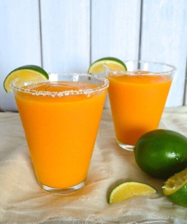 Mango Peach Margaritas by thewoksoflife.com