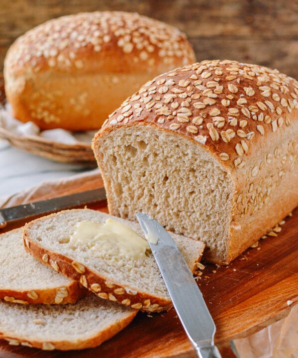 Buttering slices of multigrain bread