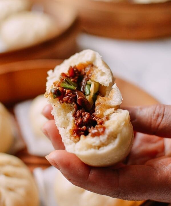 Pork baozi cross-section, thewoksoflife.com