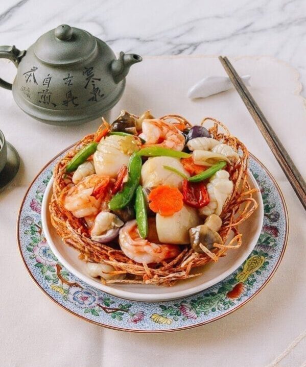 Chinese Seafood Bird Nest, by thewoksoflife.com