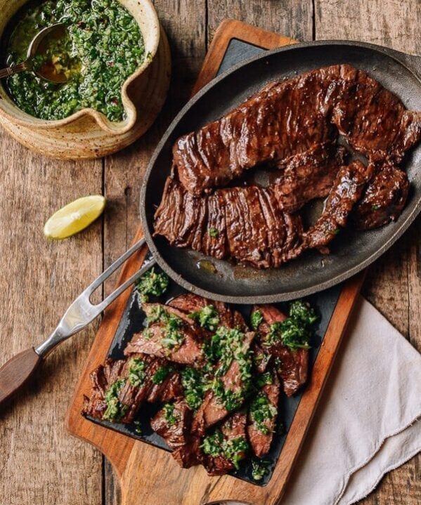 Grilled Skirt Steak with Chimichurri, by thewoksoflife.com