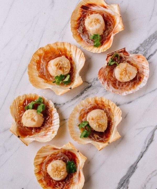 Steamed Scallops with Glass Noodles, by thewoksoflife.com